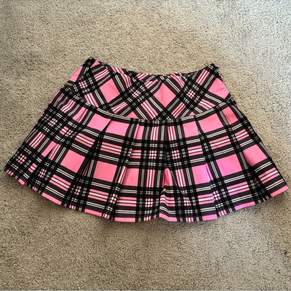 Plaid pleated mini skirt